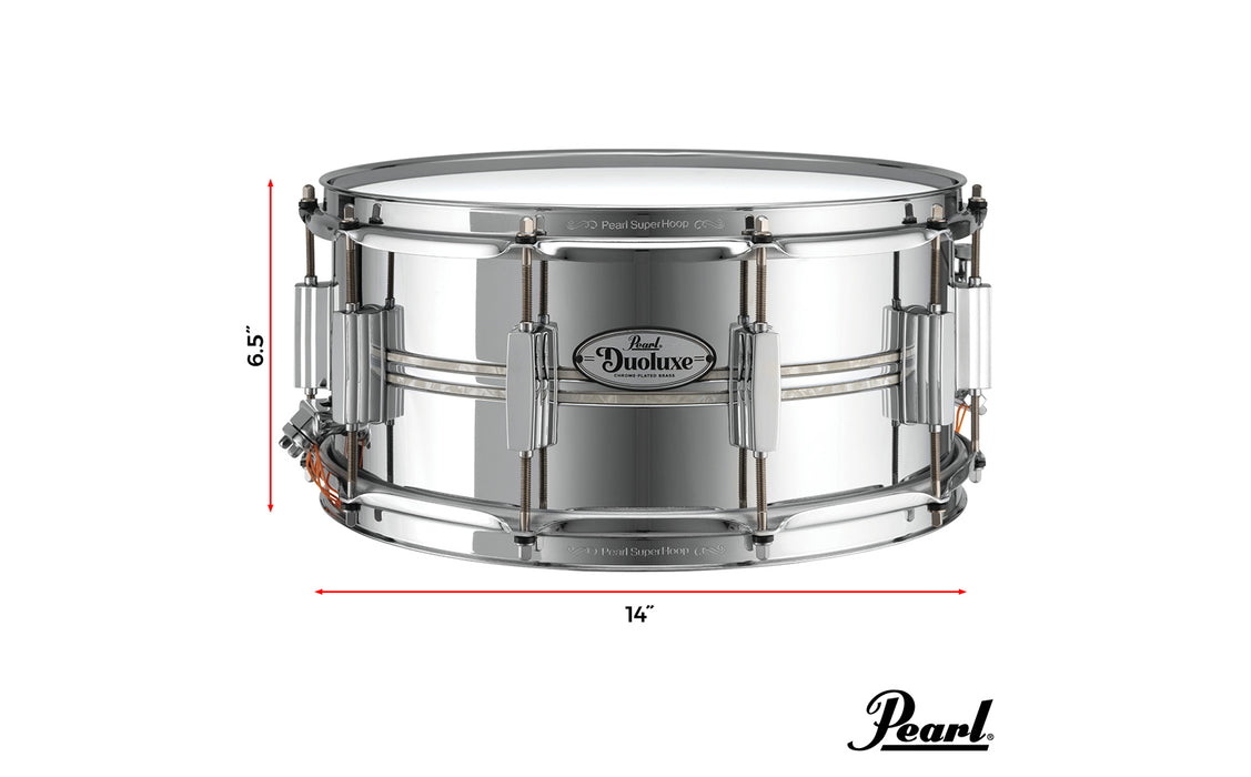 Pearl DuoLuxe 14" x 6.5" Snare With Nicotine White Marine Inlays - Chrome/Brass