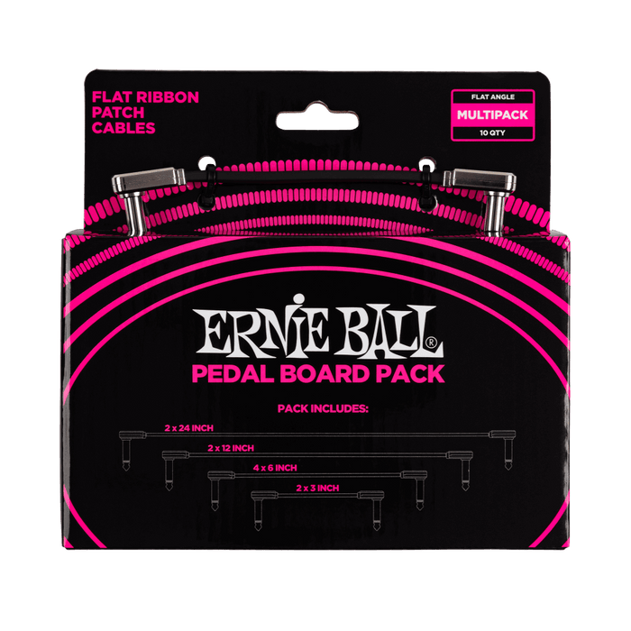 Ernie Ball 6224EB Flat Ribbon Patch Cable - Multipack, Black