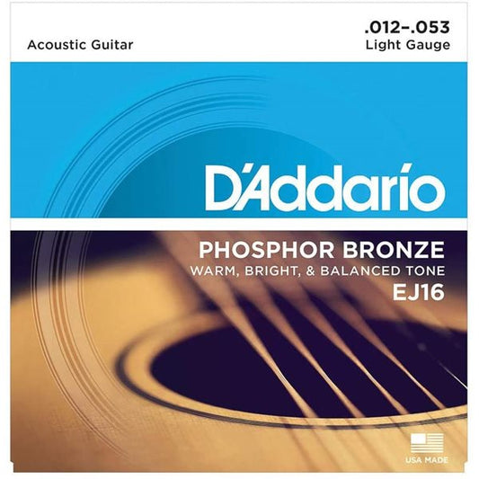 D'Addario EJ16 Phosphor Bronze, Light, 12-53