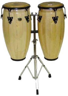Mano Percussion Double Conga Set 10” & 11” w/ Stand - Natural