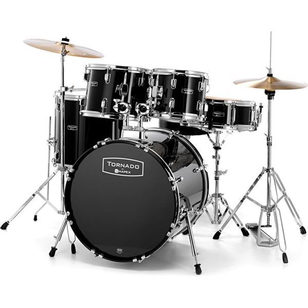 Mapex Tornado Complete Drum Kit 10-12-16-20-14 with cymbales, hardware & Throne - Black