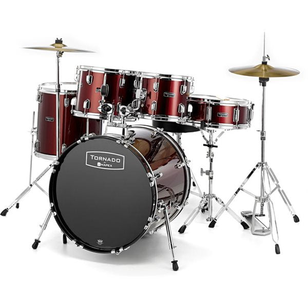 Mapex Tornado Complete Drum Kit 10-12-16-20-14 with cymbales, hardware & Throne - Burgundy