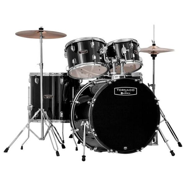 Mapex Tornado Complete Drum Kit 10-12-16-22-14 with cymbales, hardware & Throne - Black