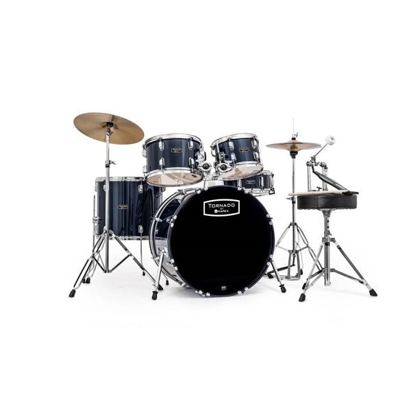 Mapex Tornado Complete Drum Kit 12-13-16-22-14 with cymbales, hardware & Throne - Blue