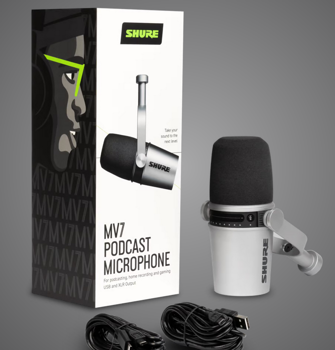 Shure MV7 USB/XLR Podcast Microphone - Silver