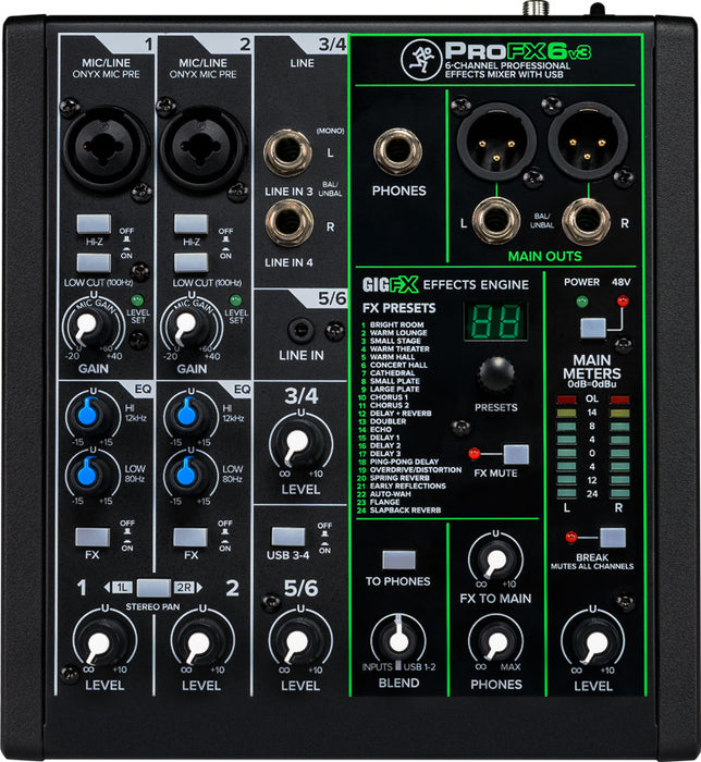 Mackie 6 Channel Professional Effects Mixer with USB.